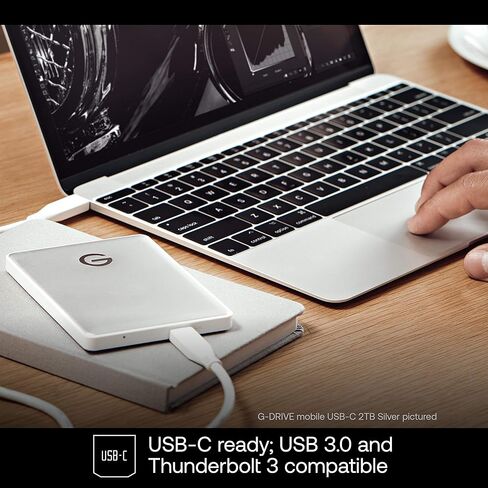 جي-تكنولوجيا محرك الاقراص الصلبة الخارجي المحمول G-DRIVE 2 تيرابايت USB 3.0، فضي - 0G06072-1 in Kuwait