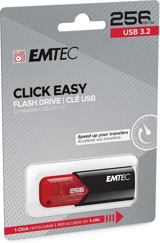 Emtec Click Easy B110 USB 3.0 (3.2) Flash Drive 256 GB External Storage - Red, Black in Saudi Arabia