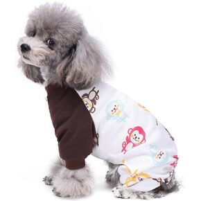 Dog Pajamas Costumes for Indoor Outdoor Turtleneck Love Pattern Comfortable Puppy Pajamas Soft Dog Jumpsuit Shirt Best Gift 100% Cotton Coat for Medium and Small Dog