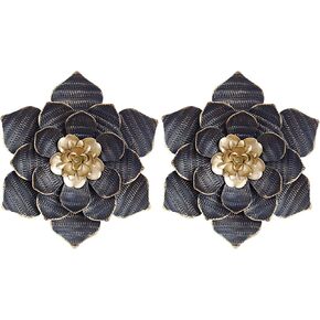 Decointo Metal Flower 9.5" Grey - Rustic Metal Flowers Wall Decor Layered Floral Sculpture Hanging Decoration for Bedroom, Living Room, Bathroom, Kitchen