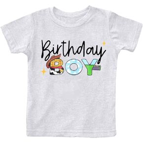 QLIPIN Birthday Shirt Boy Toddler Happy 1st 2nd 3rd 4th 5th Year Old T-Shirt Birthday Outfit Casual Short Sleeve Tee Top