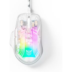 Gaming Mouse with Transparent Crystal Shell, Customizable RGB LED Lights, Wired USB Optical Office Mice with Side Buttons, Adjustable DPI Up to12800 High Precision, Comfortable Grip for PC/Laptop/Mac
