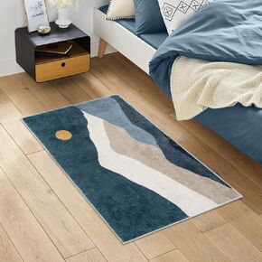 Sungea 4ft Abstract Round Rug,Soft Washable Non-Slip Sun and Mountain Circle Classroom Rug,Chic Faux Wool Low-Pile Throw Rugs for Entryway/Bedroom/Nursery/Living Room(Grey)
