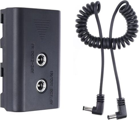 Power Adapter NP-F Dummy Battery DC Coupler for Sony NP-F550 F570 F750 F770 NP-F960 NP-F970 with DC Input and DC Output to Power Camera Monitor Video LED Light (with DC to DC Coiled Cable) in Saudi Arabia