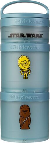 حاويات الوجبات الخفيفة القابلة للتكديس من Whiskware Star Wars للأطفال والصغار، 3 أكواب للوجبات الخفيفة قابلة للتكديس للمدرسة أو السفر، ماندو، جروجو، والشحن in Kuwait