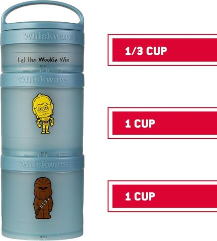 حاويات الوجبات الخفيفة القابلة للتكديس من Whiskware Star Wars للأطفال والصغار، 3 أكواب للوجبات الخفيفة قابلة للتكديس للمدرسة أو السفر، ماندو، جروجو، والشحن in Kuwait