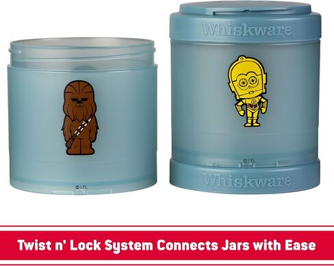 حاويات الوجبات الخفيفة القابلة للتكديس من Whiskware Star Wars للأطفال والصغار، 3 أكواب للوجبات الخفيفة قابلة للتكديس للمدرسة أو السفر، ماندو، جروجو، والشحن in Kuwait