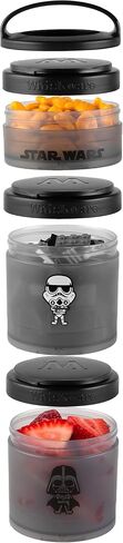 حاويات الوجبات الخفيفة القابلة للتكديس من Whiskware Star Wars للأطفال والصغار، 3 أكواب للوجبات الخفيفة قابلة للتكديس للمدرسة أو السفر، ماندو، جروجو، والشحن in Kuwait