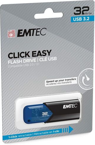 Emtec Click Easy B110 USB 3.0 (3.2) محرك أقراص فلاش 256 جيجابايت وحدة تخزين خارجية - أحمر، أسود in Kuwait