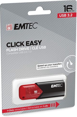 Emtec Click Easy B110 USB 3.0 (3.2) Flash Drive 256 GB External Storage - Red, Black in Saudi Arabia