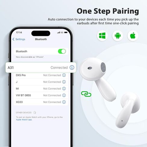 سماعات أذن لاسلكية بلوتوث 5.3 من COOYA لهواتف Samsung S24 Ultra S23 S22 A14 A54 HiFi سماعات ستيريو مزدوجة ميكروفون + 13 مم برامج تشغيل ديناميكية داخل الأذن لهاتف iPhone 15 Pro Max 14 13 Pixel 8 7a OnePlus in Kuwait