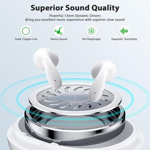 سماعات أذن لاسلكية بلوتوث 5.3 من COOYA لهواتف Samsung S24 Ultra S23 S22 A14 A54 HiFi سماعات ستيريو مزدوجة ميكروفون + 13 مم برامج تشغيل ديناميكية داخل الأذن لهاتف iPhone 15 Pro Max 14 13 Pixel 8 7a OnePlus in Kuwait