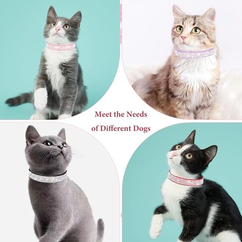 Pink Rhinestone Dog Collar XS, 2-Pack Bling Cat Collar Soft Suede Glitter Diamond Jewelry Crystal Girl Puppy Collar with Bow for XXS XS Small Medium Female Dogs & Kitten (XSmall) in Kuwait