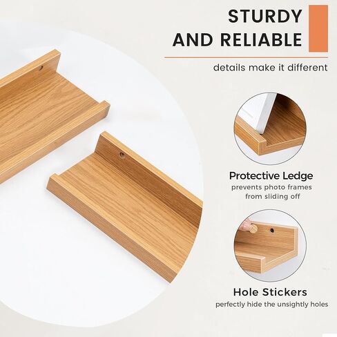 Picture Ledge Shelf, Floating Shelves Set of 2, 48 Inches Long Large Nursery Book Shelves for Toys Storage, Kids Bookshelf Wall Mounted for Living Room Bedroom Decor Books Photo Frames, Walnut in Kuwait