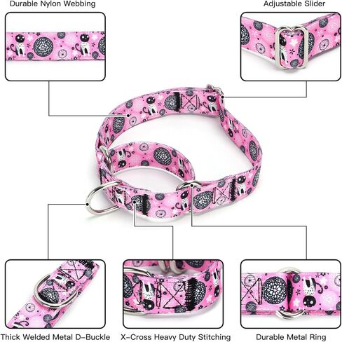 Martingale Dog Collars -Adjustable Soft Dog Collar.Colorful Flower Multicolor Cute Patterns for Puppies for Medium Large Dogs Walking Running Training (XL: for 53-62cm Neck, Butterfly) in Kuwait