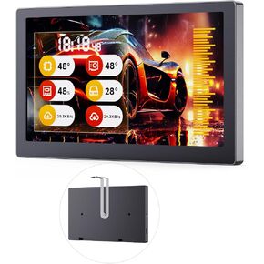 waveshare 7inch USB Monitor, PC Case Secondary Screen/Desktop RGB Ambient Screen, IPS Panel, 1024×600 Resolution, with Music Spectrum Analysis Function, Type-C Interface, CNC Metal Case, Black