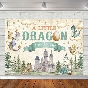 Avezano Dragon Baby Shower Backdrop A Little Dragon is On The Way Baby Shower Party Decorations Dragon Theme Gender Reveal Party Decor for Kids New Born (5x3ft)