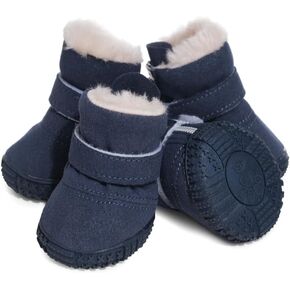 Hdwk&Hped Snow Dog Boots Warm Fleece Dog Winter Booties Anti-Slip Pet Shoes for Small Medium Dog Cat (Grey, #4)