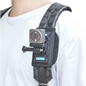 SOH Backpack Shoulder Strap Mount with Adjustable Shoulder Pad Compatible with GoPro Hero 11/10/9/8/7/6/5/4,DJI Osmo Action 3,Insta360 ONE R,AKASO/Crosstour/Campark/APEMAN and Most Action Cameras
