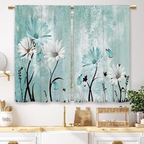 Laifzere Sage Mint Green Gold Eucalyptus Kitchen Curtains Botanical Leaves Small Short Cafe Window Curtains Watercolor Plant Floral Bathroom Drapes Treatment Tier Curtains 2 Panels (27.5x39 Inch) in Kuwait