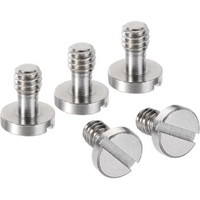 uxcell 1/4" Mounting Screw Adapter Slotted 0.24" Thread Length for Camera Tripod Alloy Steel 5Pcs
