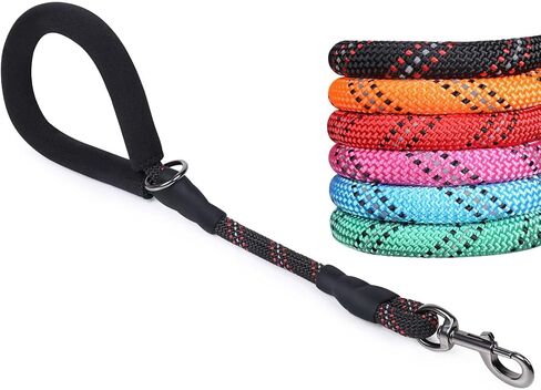 مقود قصير للكلاب من VIVAGLORY بمقبض مبطن مريح، مقاود قصيرة متينة بطول 18 بوصة للمشي والتدريب للكلاب مع خيوط عاكسة للغاية للكلاب المتوسطة والكبيرة، برتقالي in Kuwait