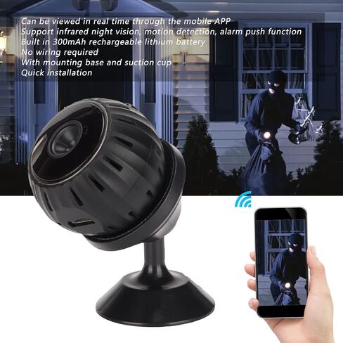 Mini Camera , Small 1080P Security Camera, Night Vision Motion Detection, Support APP Playback, with 300mAh Rechargeable Lithium Battery, for Home Office Outdoor in Saudi Arabia
