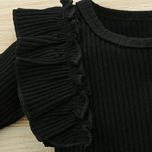 3Pcs Baby Girl Leopard Clothes Ruffles Long Sleeve Fall Outfits Infant Baby Black Jumpsuit 0-24 Months in Saudi Arabia