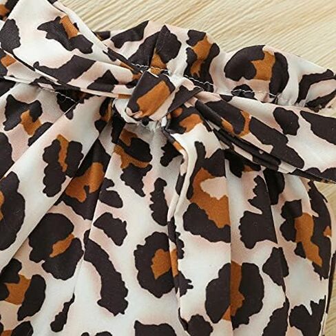 3Pcs Baby Girl Leopard Clothes Ruffles Long Sleeve Fall Outfits Infant Baby Black Jumpsuit 0-24 Months in Saudi Arabia