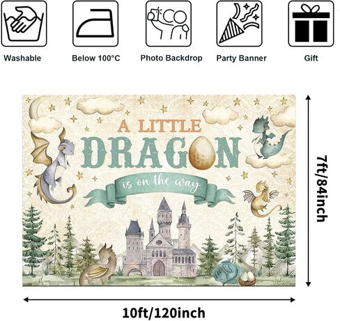 Avezano Dragon Baby Shower Backdrop A Little Dragon is On The Way Baby Shower Party Decorations Dragon Theme Gender Reveal Party Decor for Kids New Born (5x3ft) in Saudi Arabia