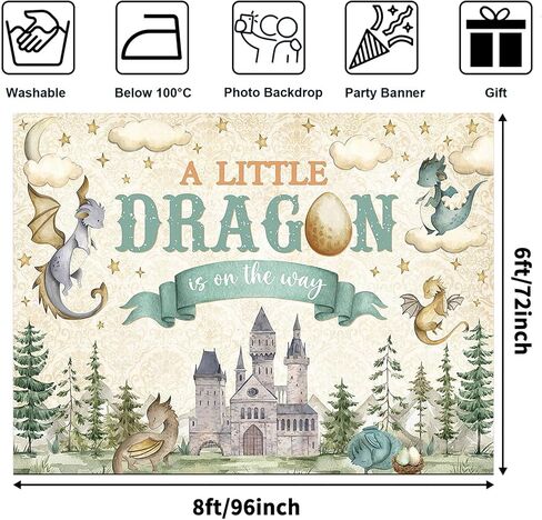 Avezano Dragon Baby Shower Backdrop A Little Dragon is On The Way Baby Shower Party Decorations Dragon Theme Gender Reveal Party Decor for Kids New Born (5x3ft) in Saudi Arabia
