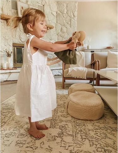 GLIGLITTR Toddler Baby Girls Summer Cotton Linen White Dress Bow Straps Sleeveless with Pockets Party Beach Casual Sundress in Saudi Arabia
