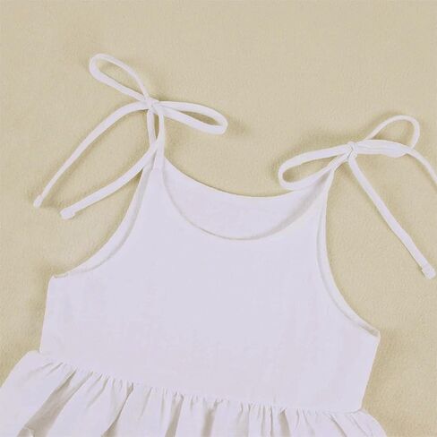 GLIGLITTR Toddler Baby Girls Summer Cotton Linen White Dress Bow Straps Sleeveless with Pockets Party Beach Casual Sundress in Saudi Arabia