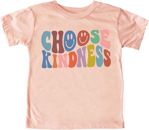 قميص Olive Loves Apple اختر Kindness الملون ذو الطراز القديم للأطفال الصغار والأطفال البنات in Kuwait