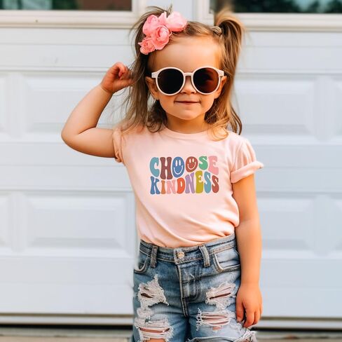 قميص Olive Loves Apple اختر Kindness الملون ذو الطراز القديم للأطفال الصغار والأطفال البنات in Kuwait