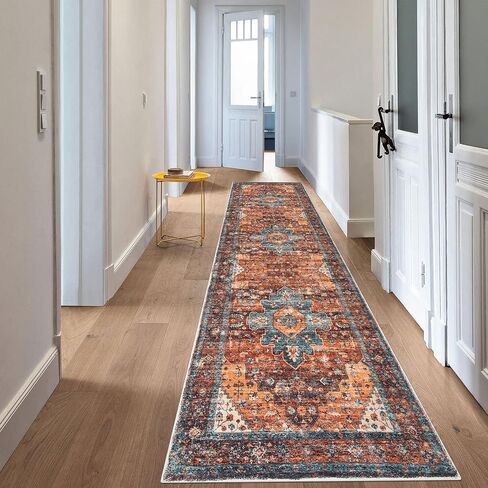 SHACOS المدخل عداء البساط 2'x10' المتعثرة ميدالية البساط عداء فو الصوف قابل للغسل السجاد داخلي لينة عداء السجاد خمر البساط غير زلق مدخل البساط الحمام غرفة نوم المطبخ العدائين، أحمر صدئ in Kuwait