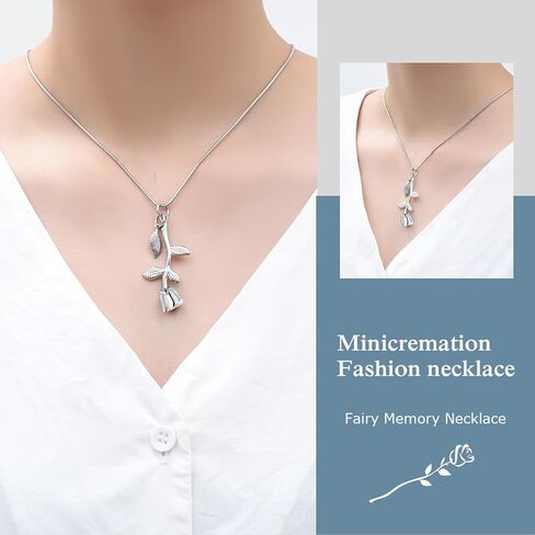 Rose Flower Cremation Jewelry Urn Necklaces for Ashes, Cremation Ash Jewelry Memorial Pendants for Human Pets Ashes in Kuwait