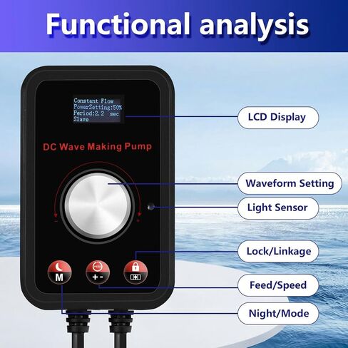 CONQUERALL 520-2600GPH 15W Wave Maker 24V DC متعدد الزوايا اتجاه موجة جيبية تقنية تدفق كبيرة لخزان الأسماك وحوض السمك في المياه العذبة والمياه المالحة in Kuwait