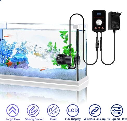 CONQUERALL 520-2600GPH 15W Wave Maker 24V DC متعدد الزوايا اتجاه موجة جيبية تقنية تدفق كبيرة لخزان الأسماك وحوض السمك في المياه العذبة والمياه المالحة in Kuwait