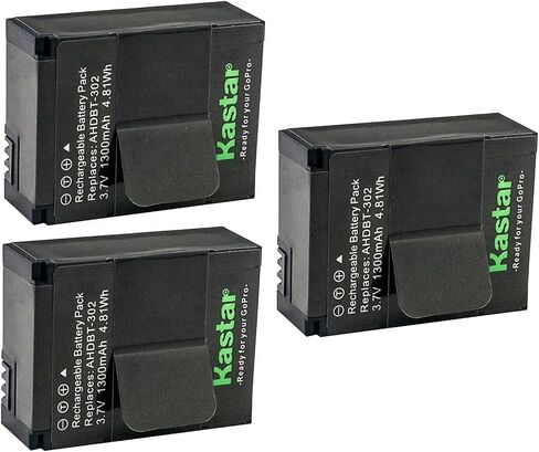 Kastar 3-Pack Battery Replacement for GoPro HD HERO3 White Edition, GoPro HD HERO3 Silver Edition, GoPro HD HERO3 Black Edition, GoPro HD HERO3+ Silver Edition, GoPro HD HERO3+ Black Edition in Saudi Arabia