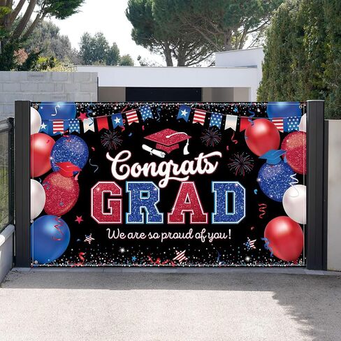 Graduation Party Backdrop Decoration Congrats Grad Backdrop Banner Red and Blue We are So Proud of You Banner Grad Background Photo Booth Props for 2024 School Grad Party Supplies, 72.8 x 43.3 Inch in Saudi Arabia