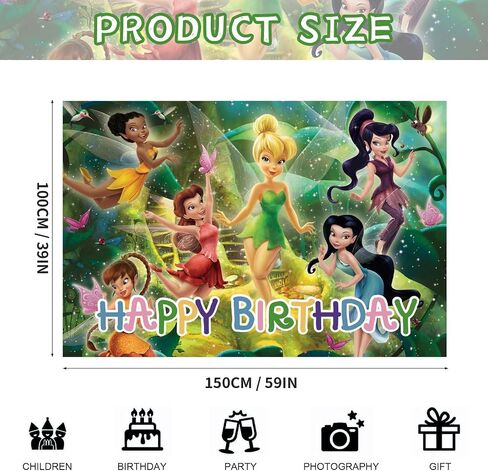 Tinker bell Party Decorations, Tinker bell Theme Happy Birthday Party Banner, Tinker bell Party Supplies for Girls Boys in Saudi Arabia