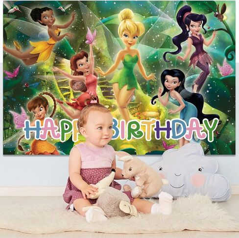 Tinker bell Party Decorations, Tinker bell Theme Happy Birthday Party Banner, Tinker bell Party Supplies for Girls Boys in Saudi Arabia