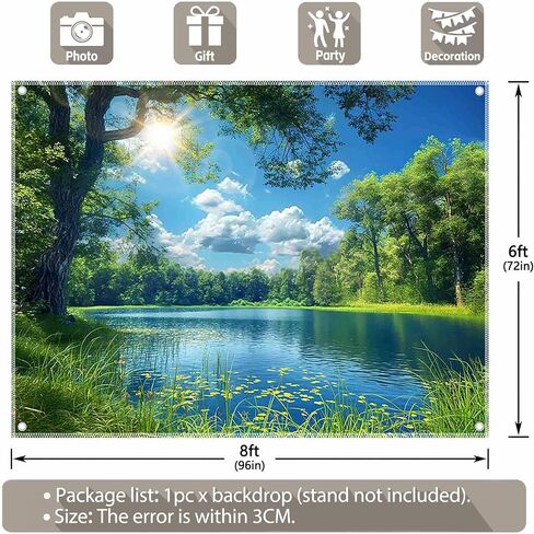 ZTHMOE النسيج 7x5ft بحيرة المناظر الطبيعية خلفية نهر الغابات شجرة السماء الزرقاء خلفية نزهة التخييم المشي لمسافات طويلة الربيع زينة الحفلات في الهواء الطلق التقطت الصور راية الدعائم in Kuwait