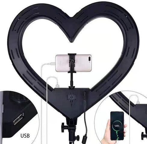 Heart Shaped LED Fill Light LCD Display , Colorful Light Effects, USB Charging, for Studio Portraits Vlog Video Shooting (US Plug) in Saudi Arabia