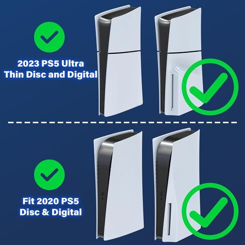 محطة تبريد رفيعة PS5 / PS5 مع محطة شحن وحدة تحكم لجهاز Playstation 5 قرص/رقمي، حامل تبريد PS5 مع ملحقات مروحة تبريد لجهاز PS5 Slim مع 3 محاور USB/حامل سماعة الرأس/برغي in Kuwait