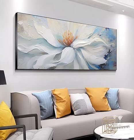 Blue and Gold Abstract Wall Art for Office. Large Hand-Painted Oil Painting for Living Room. Framed Blue Wall Painting Contemporary for Bedroom Home Decoration Ready to Hand 40x40inches in Kuwait