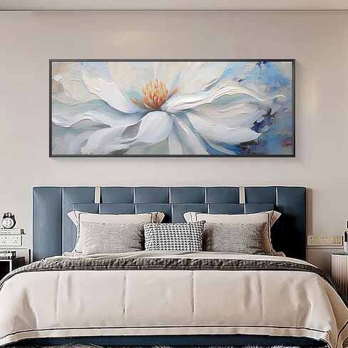 Blue and Gold Abstract Wall Art for Office. Large Hand-Painted Oil Painting for Living Room. Framed Blue Wall Painting Contemporary for Bedroom Home Decoration Ready to Hand 40x40inches in Kuwait