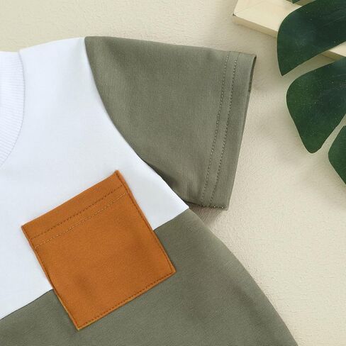 FOCUSNORM Toddler Baby Boy Summer Clothes Infant T Shirt Shorts Outfits Soild Color Short Sleeve T-Shirt Newborn Baby Clothes in Kuwait