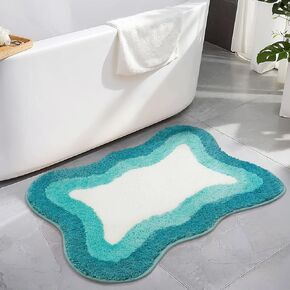HAOCOO Bathroom Rugs Runner 18x47 inch, Non Slip Soft Green Rug Irregular Shape Bathroom Mats, Washable Absorbent Long Bathroom Rugs for Bedroom Aesthetic Bathtub Sink Shower